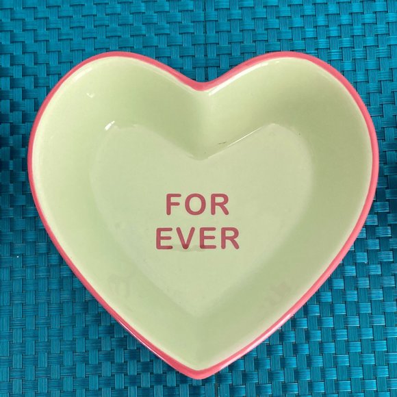 Heart Shaped Nesting Bowls 3 Pc Set Ceramic Purple Pink Green - Picture 6 of 14